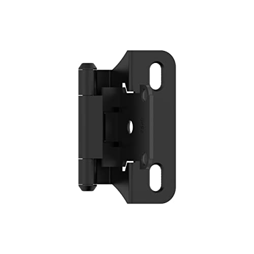 Amerock BPR7566FB | Cabinet Hinge | 1/4 in (6 mm) Overlay Self Closing Partial Wrap | Matte Black | Kitchen Cabinet Door Hinge | 1 Pair/2 Pack | Functional Hardware
