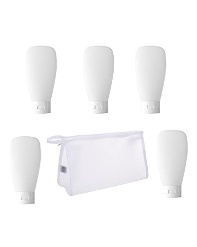 PEPAXON Botellas de Viaje Recargables con Bolsa de Almacenamiento para champú cosmético, loción, jabón, a Prueba de Fugas, Paquete de 5 Cover