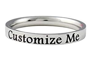Name Ring - Engraved Stainless Steel Personalized Band Ring
