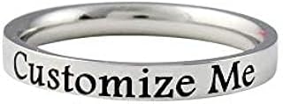 Name Ring - Custom Text Stainless Steel Band Ring, Personalized Gift for...