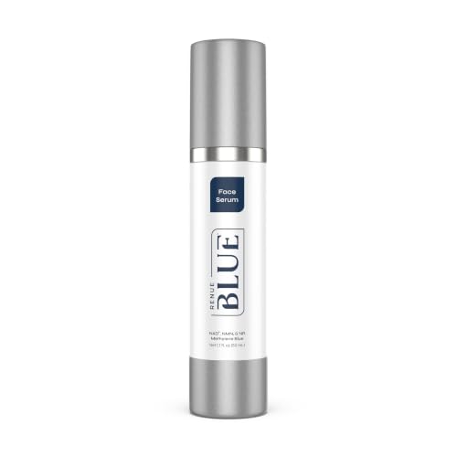 Renue Blue Methylene Blue Face Serum - Liposomal NAD+ Complex and Nutrients for Skin Rejuvenation Deep Hydration and Anti-Aging Support
