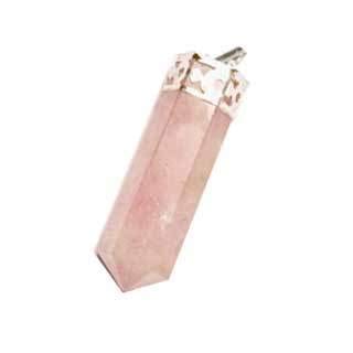 Lakshya GemsReiki Crystal Product Natural Rose Quartz Pendant Pencil Shape Crystal Stone Pendant for Reiki Healing and Crystal Healing Stone Pendant Size 30-35 mm Approx
