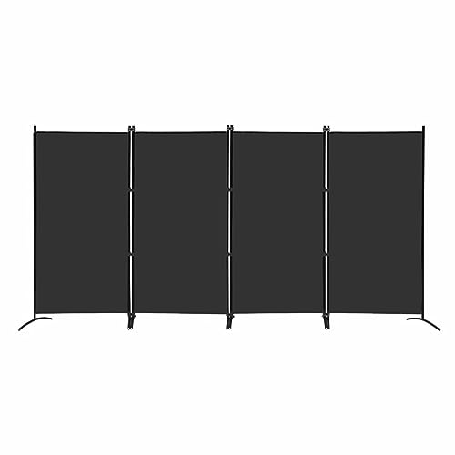 MAYOLIAH 4 Panel Privacy Screen Room Dividers 6FT Tall Portable Office Wall Divider for Rooms Separator 136\"x20\"x71\", Black