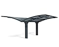 Palram - Canopia Arizona 19 Ft. x 16 Ft. x 9 Ft. Wave Double Carport Wing-Styled Aluminum Metal Frame and Polycarbonate Panels Car Port for Outdoor Driveway Car, Truck, RV, Boat Storage (Gray/Gray)
