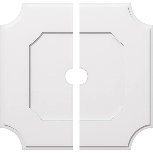 Image of Ekena Millwork CMP36LE2-04000 Locke Architectural Grade PVC Contemporary, Two Piece Urethane Ceiling Medallions 36 inchOD x 4 inchID x 21 1 /2 inchC x 1 inchP