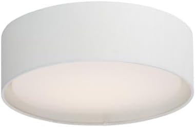 Maxim 10220WL I Prime Collection 16 Inch Three-Light LED Ceiling Flush Mount I White Linen Finish Double Shade Fabric I Traditional Style Light Fixture I