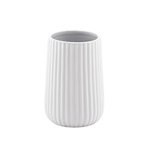 Gedy G-Marika - Portacepillos de baño Blanco, Porta cepillos de Dientes de cerámica, 2 años de garantía, diseño R&S, Medidas 11,6 x 8 x 8 cm, 2 años de garantía