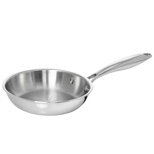 TeCuisine – Poêle Inox 18/10 Triply – 18 cm – Sans Revêtement – Sans PFAS, PFOA, PTFE – Compatible Tous Feux Dont Induction – Manche Riveté...