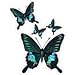 4 Blue & Black Butterflies - Etched Vinyl Stained Glass Film, Static Cling Window Decal