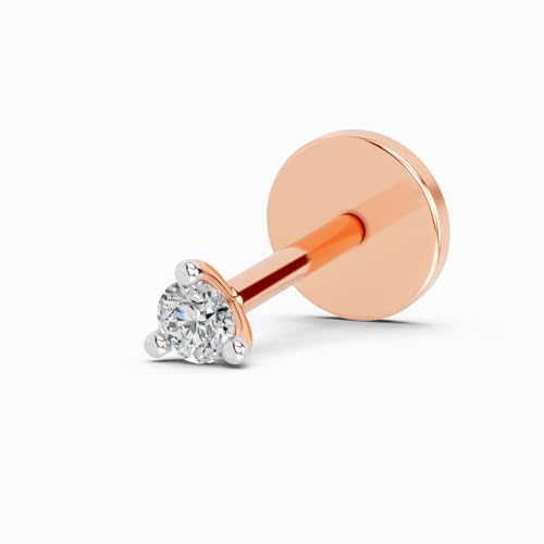 Image of Sparkles Lab Grown Diamond 0.03 Carat - 0.50 Carat Round Shape Solitaire Diamond Nose Pin for Women | 14K Gold IGI Certified FG VS Quality