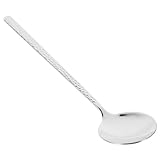 DECOMELODY Edelstahl Servierlöffel mit Stark Gehämmerter Schale Langlebiger Multifunktionaler Kochlöffel mit Langem Griff Ergonomisch für Familienessen Gastronomie und Partys Lang