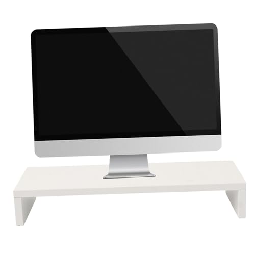 Angoily Soporte para Monitor de Madera Blanco con Almacenaje Estante Organizador para Oficina y Hogar para Ordenadores y Estudiantes Diseño Compacto y