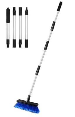 EVERRUSH 62" Car Wash Brush Mop with Long Handle, 10" Soft Bristle Scrub Scratch-Free Car Cleaning Brush Supplies Broom Kit for RV Boat Truck SUV, House Siding, Snow, Floors, Extension Aluminum Alloy