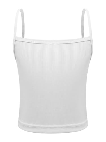 TSSOE - TSSOE Enfant Fille Débardeur Sport Tank Top Gilet Bretelle Crop Top de Danse Sport Gym Costume Spectacle Sportif Dancewear 8-14 Ans Blanc 12-14 Ans