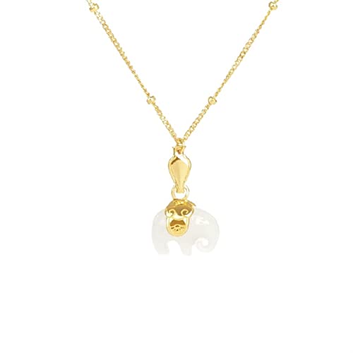 Cadeau femme : pendentif éléphant en jade chinois, collier d'amour