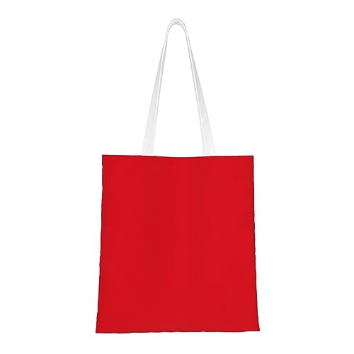 hhbiuuo Bolsa de lona con estampado rojo de color sólido, bolsas de playa reutilizables para mujer, bonito bolso de compras, para el trabajo, viajes, gimnasio