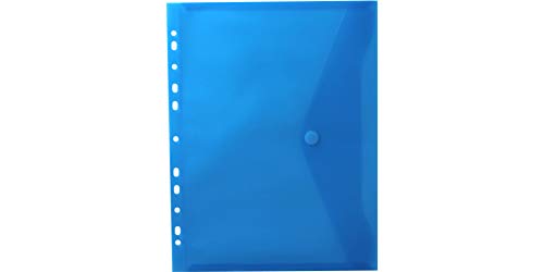 EXXO by HFP 35326 Dokumententaschen Sammelmappen Sichttaschen A4 transparent blau - Dokumentenmappe zum Abheften mit EURO-Lochung, Abheftrand, Klappe und Klettverschluss - 10 Stück, 310 x 235 mm
