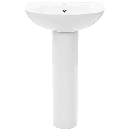 Lavabo de pedestal Mangloder de cerámica blanca 52x44 cm con rebosadero para cuarto de baño 3
