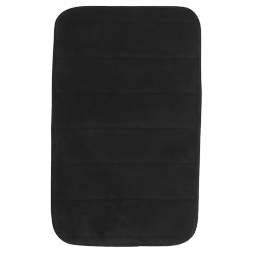 HEMOTON Tapis D'entrée en Polaire Corail Noir Mousse à Mémoire, Antidérapant et Design Rayures Verticales, pour Décoration Intérieure et Salle de Bain