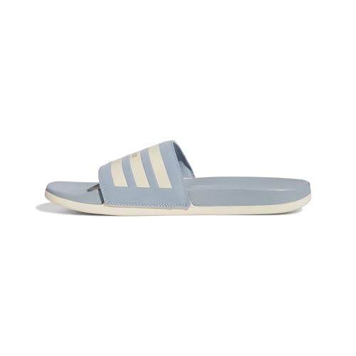 Image of adidas Unisex Adilette Comfort Slide Sandal, Magic Grey/Wonder White/Gold Metallic, 12 US Women