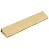 goldenwarm 15 Pack Finger Edge Pulls Tab Champagne Gold Cabinet Pulls Modern Brass Concealed Tab Pulls Gold Dresser Cabinet Hardware for Kitchen Bedroom Drawer Cabinet, Back Mount, 160mm Hole Centers