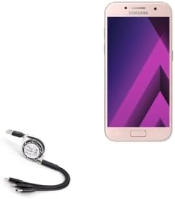 BoxWave Cable Compatible with Samsung Galaxy A3 2017 - AllCharge miniSync, Retractable, Portable USB Cable - Jet Black