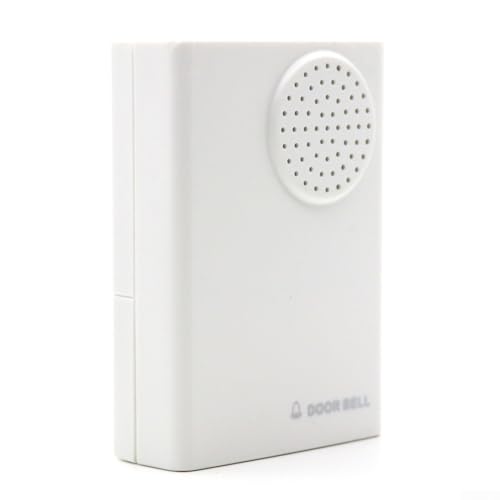 Timbre electrónico con bloqueo y control de acceso para oficina y hogar, versión con cable o batería de 12 V, blanco, material ABS ignífugo, altavoz de alta intensidad (versión de cableado de 12 V)