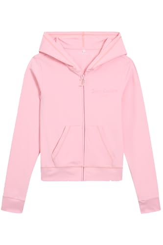 Juicy Couture Ennis Hoodie Kapuzensweatjacke, Sweatjacke mit Kapuze und Reißverschluss in Verschiedenen Farben Felpa con Cappuccio, Juicy Pink, M Donna