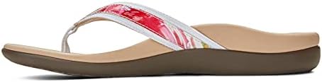 Vionic Women's Tide II Toe Post Sandal - Ladies Flip Flop with Concealed Orthotic Arch Support White Floral 9 Medium US