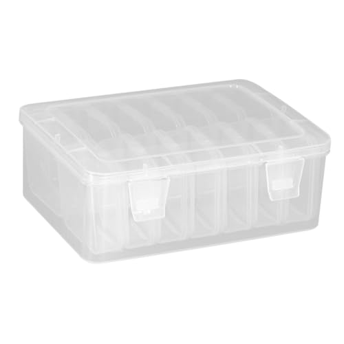 HIAKDOFT Caja Plástica Transparente con Tapa Organizador Pequeño con Compartimentos para Joyas Abalorios y Accesorios Contenedor Portátil para Almacenamiento Ordenado Dormitorio y Oficina