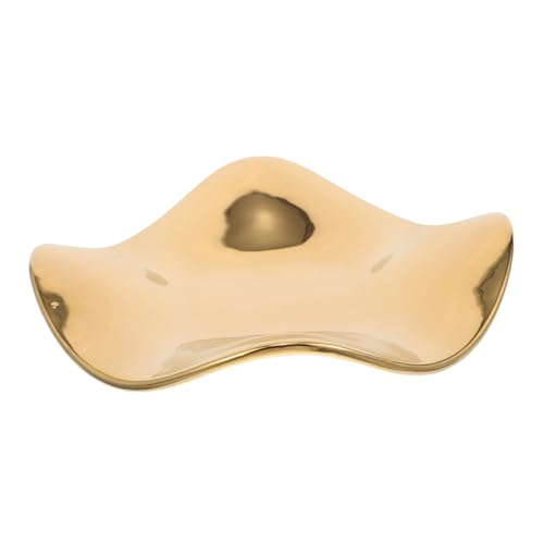 minkissy Chapado de joyería llave bandeja sostenedor del anillo para la joyería plato de anillo organizador de anillos para joyas plato de baratija portavoz cerámica Golden
