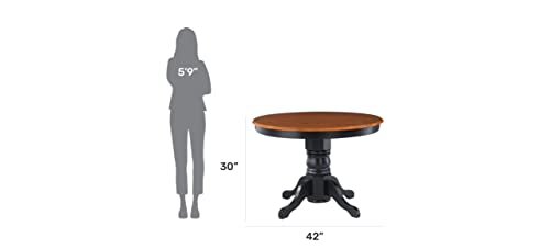 Home-Styles-Black-Oak-42-inch-Round-Pedestal-Dining-Table-with-Hardwood-Solids-Construction-a-Oak-Top-and-Cabriole-Legs Home Styles Black Oak 42 inch Round Pedestal Dining Table with Hardwood Solids Construction a Oak Top and Cabriole Legs