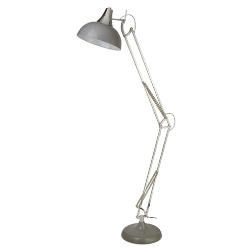 Searchlight Lighting Lampadaire articulé XXL Metal gris et chrome, E27 60 max Haut 170cm GOLIATH FLOOR