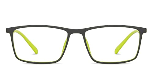 LENSKART BLU | Bluecut & Antiglare Zero Power Computer Eyeglasses | Gaming Glasses | Black Yellow Full Rim Rectangle Shape | For Men & Women | Medium | LB E14255