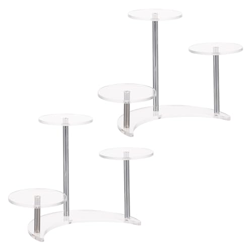 COLLBATH 2Pcs Moon Shape Acrylic Display Rack Transparent Holder for Jewelry Art Collectibles All-round Display Fall Resistant Statuettes Dolls and Models