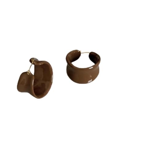 Boucles d'oreilles acryliques effet chocolat liquide avec cerceau irrégulier effet miroir