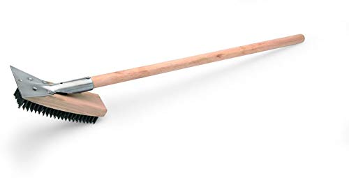 Reinigungsbürste mit Schaber 77 cm, Holzgriff, Stahlborsten, Perfekt zum Reinigen von Pizzaöfen