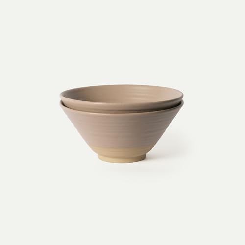 MORA Ceramic Ramen Bowl Set of 2, 45oz - Great for Pho, Miso Udon Soup, Instant Noodles, Serving, Thai or Asian Food - Microwave Safe Large Japanese Noodle Bowls, Modern Kitchen - Mushroom