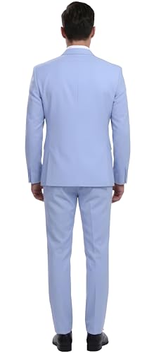 Image of Men's Light Blue Two-Piece Slim Fit Suit, Single Button, Notch Lapel, Formal Wear