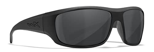 Wiley X WX Omega Captivate Polarized Sunglasses, ANSI Z87 Safety Glasses for Men and Women, UV Eye Protection for Shooting, Fishing, Biking, and Extreme Sports, Matte Black Frames, Smoke Grey Tinted Lenses Ballistic Rated4
