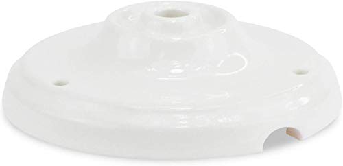 Rosace en porcelaine Ø110 1 sortie centrale + 2 latéraux. Couleur Blanc