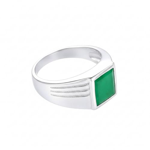 Bague en argent avec pierre précieuse rectangulaire lithothérapie