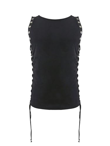 Men's Lace Up Tie Side Party Club Tank Top Sleeveless Fitted Summer Crop Tops Going Out Undershirts