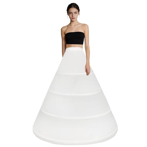 LJXploreMax Womens Petticoat 4 Hoop skirt Underskirt A Line Crinoline Floor Length for Wedding Dress Ball Gown Slips Skirt