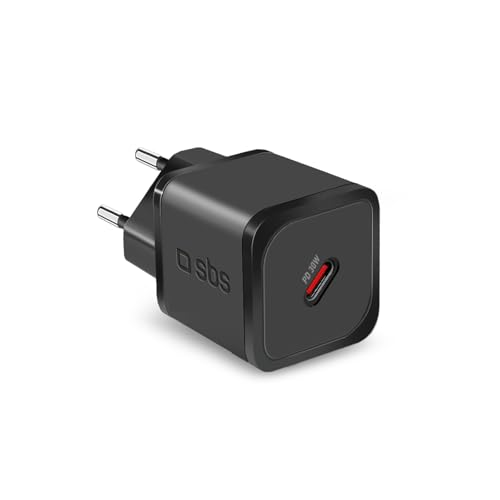 SBS Alimentatore Slim USB-C 30W, Tecnologia GaN, Power Delivery (PD) 30W, Ricarica Rapida, Super Compatto, Caricatore per iPhone, iPad, Airpods, MacBook Air, Samsung, Pixel, Tablet, Smartphone, Nero