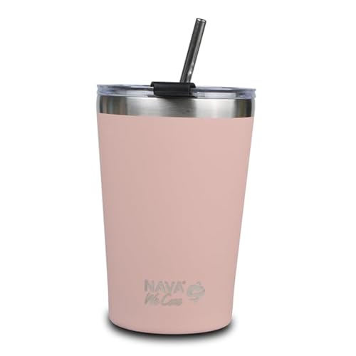 Nava Stainless Steel Insulated Travel Mug with Straw We Care, Pink 450ml