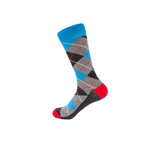 Plaid Multi Color Crew Socks for Men Casual 100% Cotton Assorted Color Footwear Breathable Stretchable - Set of 54