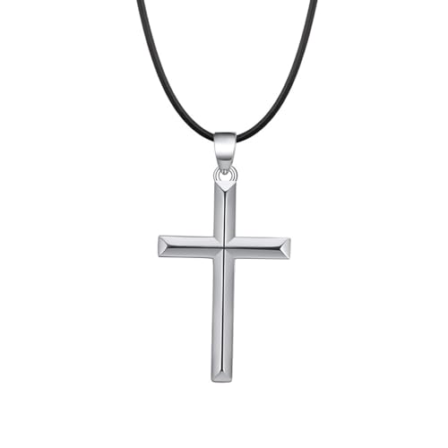 Pendentif croix en argent véritable pour homme, collier résistant anti-ternissement