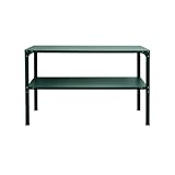 Gardening Naturally Greenhouse Staging Shelving Unit 2 Tier Free Standing Galvanised Steel 115cm Plant Pot Shelf For Greenhouses UK (1 Green Staging Bench)