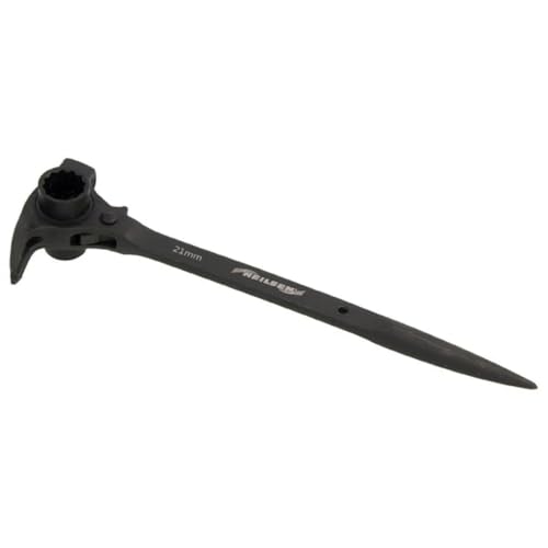 Neilsen CT5067 19mm 21mm Ratchet Scaffolding Wrench Ratchet Podger 24 Tooth Ratchet Mechanism Claw Hammer Head Pry Bar Handle Chrome Vanadium